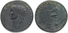 Monete Romane Imperiali Claudio (41-54 d.C.) Sesterzio al nome e con l'effigie di Nerone Druso, padre dell'Imperatore, databile al periodo 50-54 d.C. - Zecca: Roma - Diritto: testa di Nerone Druso a s