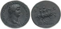Monete Romane Imperiali Nerone (54-68 d.C.) Sesterzio databile al 64 d.C. - Zecca: Roma - Diritto: testa laureata dell'Imperatore a destra con l'egida sul collo - Rovescio: Nerone al galoppo verso des