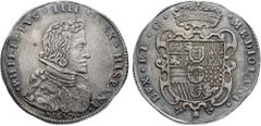 Monete di Zecche Italiane Ducato di Milano Filippo IV di Spagna (1621-1665) - Filippo 1657 - Diritto: busto paludato e corazzato di Filippo IV a destra - Rovescio: stemma di Spagna coronato e caricato