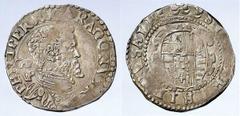 Filippo II di Spagna (1554-1598) - Tarì databile al periodo 1564-1571 Zecca: Napoli - Fronte: busto paludato e corazzato di Filippo II a destra - Retro: stemma entro cartella ornata e coronata - gr. 5