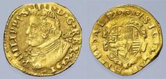 Filippo IV di Spagna (1621-1665) - Scudo d'oro 1647 Zecca: Napoli - Fronte: busto corazzato e con collare alla spagnola di Filippo IV a sinistra - Retro: stemma coronato - gr. 3,38 - Molto rara - trac