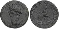Monete Romane Imperiali Claudio (41-54 d.C.) Sesterzio al nome e con l'effigie di Nerone Druso, padre dell'Imperatore, databile al periodo 50-54 d.C. - Zecca: Roma - Diritto: testa di Nerone Druso a s