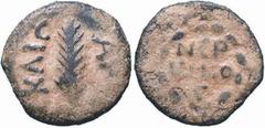 Periodo di Nerone - Porcius Festus Governatore (59-62 d.C.) - Prutah Zecca: Caesarea - Fronte: leggenda in tre righe entro corona di alloro - Retro: ramo di palma disposto verticalmente - gr. 2,18 - (