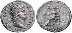 Nerone (54-68 d.C.) - Denaro databile agli anni 65-66 d.C. Zecca: Roma - Fronte: testa laureata dell'Imperatore a destra - Retro: la Salus seduta a sinistra tiene una patera con la mano destra - gr. 2