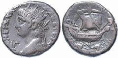 Nerone (54-68 d.C.) - Tetradramma databile agli anni 66-67 d.C. Zecca: Alessandria d'Egitto - Fronte: testa radiata dell'Imperatore a sinistra con l'egida sul collo - Retro: vascello in navigazione ve