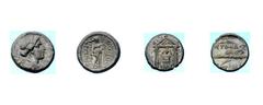 Colonie dell'Asia Minore - Secoli II a.C./I d.C. - Piccolo insieme specialistico comrpendente quattro bronzetti Sono presenti: Lydia - Philadelphia - AE 18 - Testa di Artemide/Apollo stante a destra -
