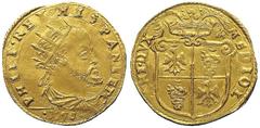 Filippo II di Spagna (1556-1598) - Doppia 1578 Zecca: Milano - Fronte: busto radiato, paludato e corazzato di Filippo II a destra - Retro: stemma sormontato dalla corona dalla quale escono rami di pal