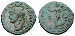 Nerone (54-68 d.C.) - Dupondio databile al 66 d.C. Zecca: Lugdunum - Fronte: testa laureata dell'Imperatore a sinistra - Retro: la Vittoria in cammino verso sinistra con corona e palma - gr. 12,36 - (