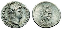 Nerone (54-68 d.C.) - Denaro databile agli anni 66-67 d.C. Zecca: Roma - Fronte: testa laureata dell'Imperatore a destra - Retro: la Salus seduta a sinistra tiene una patera con la mano destra - gr. 3