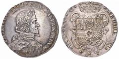 Filippo IV di Spagna (1621-1665) - Filippo 1657 - Zecca: Milano - Diritto: busto paludato e corazzato di Filippo IV a destra - Rovescio: stemma di Spagna coronato e caricato dello stemma di Milano - g
