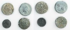 Monete della Magna Grecia - Bruttium - Magna Graecia coins Lega dei Bretti - AE 23 databile al periodo 211-208 a.C. - gr. 10,21 - In lotto con una Emioncia ridotta (SNG Ans. n. 61), un Asse databile a
