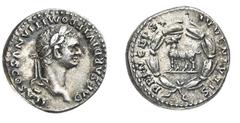Monete Romane Imperiali Domiziano (81-96 d.C.) Denario con il titolo di Cesare databile all'80 d.C., sotto il regno di Tito - Zecca: Roma - Diritto: testa laureata di Domiziano a destra - Rovescio: ca