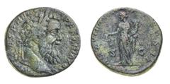 Monete Romane Imperiali Pertinace (193 d.C.) Sesterzio - Zecca: Roma - Diritto: testa laureata dell'Imperatore a destra - Rovescio: la Liberalitas stante a sinistra tiene una bilancia con la mano dest