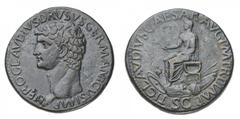 Monete Romane Imperiali Claudio (41-54 d.C.) Sesterzio al nome e con l'effigie di Nerone Druso, padre dell'Imperatore, databile al periodo 50-54 d.C. - Zecca: Roma - Diritto: testa di Nerone Druso a s