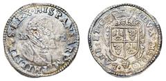 Monete di Zecche Italiane - Ducato di Milano Filippo II di Spagna (1556-1598) - Ducatone 1582 - Diritto: busto paludato e corazzato di Filippo II a destra con il collare alla spagnola - Rovescio: stem
