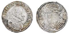 Monete di Zecche Italiane - Ducato di Milano Filippo II di Spagna (1556-1598) - Ducatone 1598 - Diritto: busto paludato e corazzato di Filippo II a destra con il collare alla spagnola - Rovescio: stem