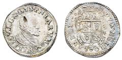 Monete di Zecche Italiane - Ducato di Milano Filippo II di Spagna (1556-1598) - Ducatone - Diritto: busto paludato e corazzato di Filippo II a destra con il collare alla spagnola - Rovescio: stemma di