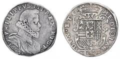 Monete di Zecche Italiane - Ducato di Milano Filippo III di Spagna (1598-1621) - 100 Soldi o Filippo 1605 - Diritto: busto paludato e corazzato di Filippo III a destra con il collare alla spagnola - R