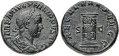 Ancient Monete Romane Imperiali-Filippo I (244-249 d.C.) Asse al nome e con l'effigie di Filippo II, figlio dell'Imperatore e associato all'Impero, databile al 248 d.C. - Zecca: Roma - Diritto: busto 