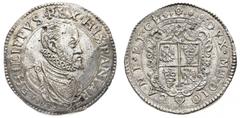 Monete di Zecche Italiane-Ducato di Milano Filippo II di Spagna (1556-1598) - Scudo o Ducatone 1592 - Diritto: busto corazzato con gorgiera di Filippo II a destra - Rovescio: stemma di Milano coronato