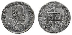 Monete di Zecche Italiane-Ducato di Milano Filippo II di Spagna (1556-1598) - Scudo o Ducatone 1593 - Diritto: busto corazzato con gorgiera di Filippo II a destra - Rovescio: stemma di Milano coronato