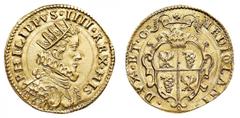 Monete di Zecche Italiane-Ducato di Milano Filippo IV di Spagna (1621-1665) - 2 Doppie 1630 - Diritto: busto radiato e corazzato di Filippo IV a destra con il collare alla spagnola - Rovescio: stemma 