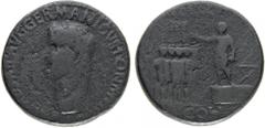 Monete Romane Imperiali Caligola (37-41 d.C.) Sesterzio databile agli anni 37-38 d.C. - Zecca: Roma - Diritto: testa laureata dell'Imperatore a sinistra - Rovescio: la scena della adlocutio cohortis p