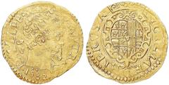 Monete di Zecche Italiane Regno di Napoli Filippo II di Spagna (1554-1598) - Scudo d'oro 1582 - Zecca: Napoli - Diritto: effigie coronata di Filippo II a destra - Rovescio: stemma a cuore coronato e o