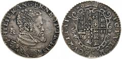 Monete di Zecche Italiane Regno di Napoli Filippo II di Spagna (1554-1598) - Mezzo Ducato - Zecca: Napoli - Diritto: busto paludato e corazzato di Filippo II a destra - Rovescio: stemma entro cartella