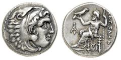 Monete Greche - Macedonia Alessandro III (336-323 a.C.) - Dracma postuma databile al periodo 319-305 a.C. - Zecca: Magnesia ad Maeandrum - Diritto: testa di Eracle a destra ricoperta dalle fauci del l