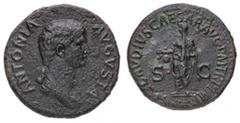 Monete Romane Imperiali - Claudio (41-54 d.C.) Dupondio al nome e con l'effigie di Antonia, madre dell'Imperatore, databile al periodo 50-54 d.C. - Zecca: Roma - Diritto: busto drappeggiato di Antonia