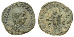 Monete Romane Imperiali - Filippo I (244-249 d.C.) Sesterzio al nome e con l'effigie di Filippo II Cesare, figlio dell'Imperatore, databile al periodo 244-246 d.C. - Zecca: Roma - Diritto: busto drapp