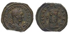 Monete Romane Imperiali - Filippo I (244-249 d.C.) Sesterzio al nome e con l'effigie di Filippo II Augusto, figlio dell'Imperatore, databile al periodo 246-249 d.C. - Zecca: Roma - Diritto: busto laur
