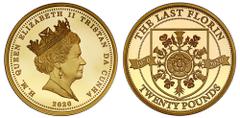 MODERN GB g Tristan da Cunha, Elizabeth II (1952-2022), gold proof Twenty Pounds, 2020, Pre-decimal 50th Anniversary The Last Florin, crowned head of Elizabeth II right, H.M. QUEEN ELIZABETH II TRISTA