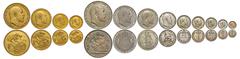 BRITISH g Edward VII (1901-10), 13 coin matt proof long Set, 1902, Coronation issue, obverse designed by George William De Saulles, comprised of gold matt proof Five Pounds, Two Pounds, Sovereign and 