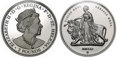 Modern Silver & Base Metal PF70 UCAM FDI | Elizabeth II (1952-), East India Company Saint Helena, 2021, silver proof Two Ounces of Two Pounds, 2 Ounces of .999 fine silver, Una and the Lion, inspired 