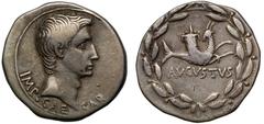 Ancient Coins Octavian as Augustus (27 BC – 14 AD), silver Cistophoric Tetradrachm, Ephesus, c. 25-20 BC, IMP·CAE – SAR, bare head right, rev., AVGVSTVS, Capricorn right, with cornucopiae on its back,