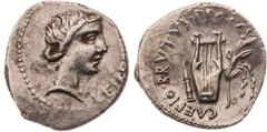 Roman coins Brutus - Denier (Lycie) A/ LEIB[ERTAS] R/ CAEPIO BRVTVS PRO COS Argent - 3,74 grs - 18 mm RSC.5 / BMC.38 / RCV.1432 TTB+ RR Bel exemplaire de ce rare denier de Brutus frappé sur un flan lé