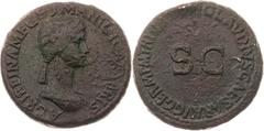 Roman coins Agrippine mère - Sesterce A/ AGRIPPINA M F GERMANICI CAESARIS R/ TI CLAVDIVS CAESAR AVG GERM P M TR P IMP P P / SC Bronze - 28,98 grs - 35 mm RIC.85 / RCV.1906 TB+ Monnaie peu courante. Fl