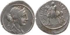 Roman coins Licinia - Denier (Rome) A/ S.C / Buste de Vénus à droite. R/ P. CRASSVS. M. F. / La Gaule debout de face devant son cheval qu'elle tient par la bride de la main droite. Dans sa main gauche