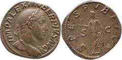 Roman Coins Alexandre Sévère - Sesterce (Rome) A/ Buste d'Alexandre Sévère à droite. / IMP ALEXANDER PIVS AVG R/ l'Espérance tenant une fleur de la main droite et relevant un pan de sa robe avec la ma