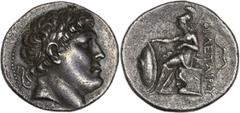 Monnaies grecques / Greek coins Mysie, Pergame, Eumènes Ier - Tétradrachme, groupe III (263-241 avant JC) A/ Tête laurée de Philétaire à droite. R/ Athéna assise à gauche. Argent - 16,50 grs - 29 mm G