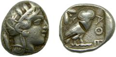 Greece and Parthia Atenas (Atica. Grecia). 454-404 aC. Tetradracma. Búho. 17,13 gr AR. MBC-