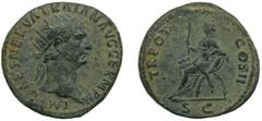 ROME - Empire TRAJANO, emperador. 98-117 dC. Dupondio. 13,0 gr. AE. Anv: IMP CAES NERVA TRAIAN AVG GERM P M. Rev: TR POT COS II S C. Abundancia de pie. EBC-