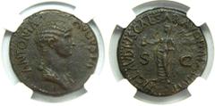 Rome - Empire Antonia, madre de Claudio I (41-54 dC). Dupondio a/ ANTONIA AVGVSTA. r/ TI CLAVDIVS CAESAR AVG PM TR P IMP S C. Claudio I togado de pie. (Girar 1902). AE. 17,62 gramos. Encapsulada por N