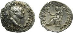 Roman coins ROMA Imperio - Tito (79-81 dC). Denario. a/ IMP TITVS CAES VESPASIAN AVG P M. r/ TR P VIIII IMP XIIII COS VII - Ceres sentada. (RIC 6 - R2). Reverso raro. 3,1 g 200