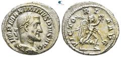 Roman Imperial Maximinus I Thrax AD 235-238. Struck AD 235-236. Rome Denarius AR 20mm., 3,06g. IMP MAXIMINVS PIVS AVG, laureate, draped and cuirassed bust of Maximinus I to right, seen from behind / V