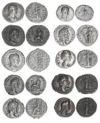 Münzen Antike Lots Hadrianus, Sabina, Faustina, Antoninus Pius, Marcus Aurelius, Septimius Severus, Commodus u.a. Römisches Reich - Kaiserzeit. Lot mit 9 Denaren, 1 Quinar. Rom meist