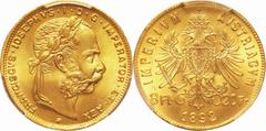 Austria Austria. PCGS MS67. FDC. Gold. 8 Florin. Franz Joseph I Gold 8 Florin / 20 Francs Restrike