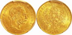 Austria Austria. PCGS MS66. FDC. Gold. 4 Florin. Franz Joseph I Gold 4 Florin / 10 Francs Restrike